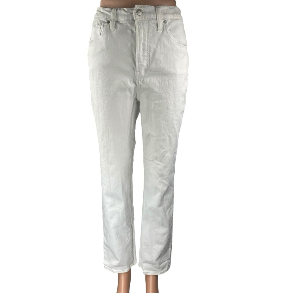 Madewell Perfect Vintage White Straight Leg High Waisted Denim Jeans Pants Sz 29